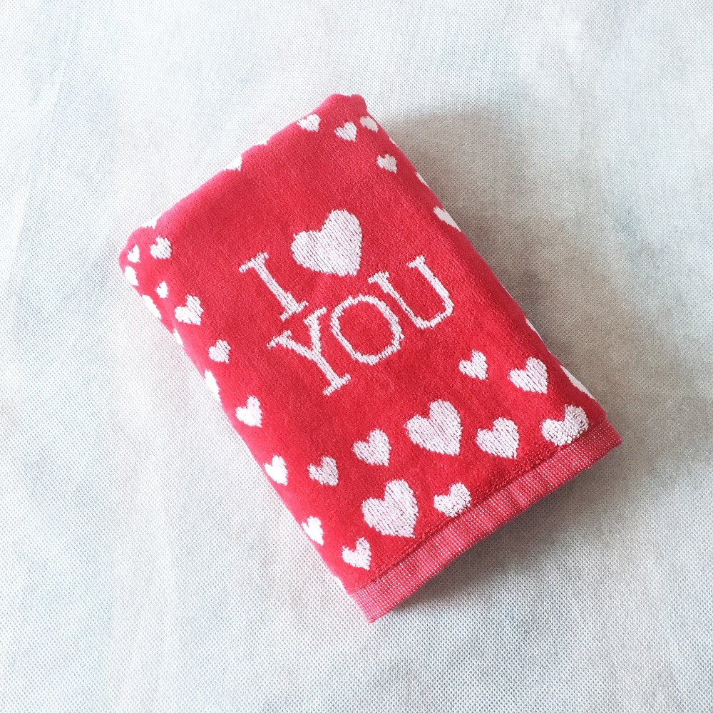 Valentines Luxury Cotton Terry Face Towels for Lovers Embroidered Bath Towel for Adults