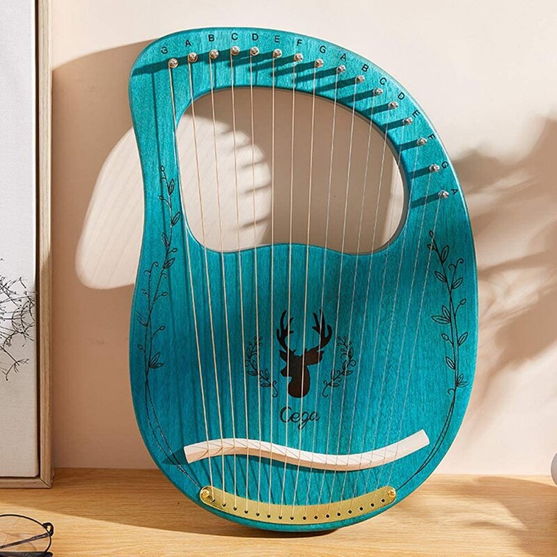 -Cega Lyre Harp,16 String Harp Mahogany Lyre Harp,Portable Stable Sound Harp for Instrument Lovers Beginners