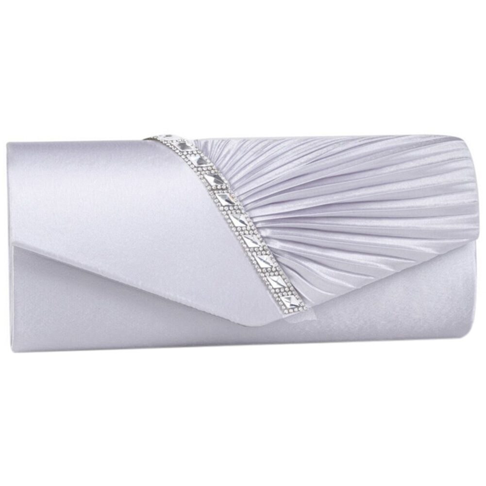 Dames diamanten ruche feest gala bruids avond envelop clutch tas: Zilver