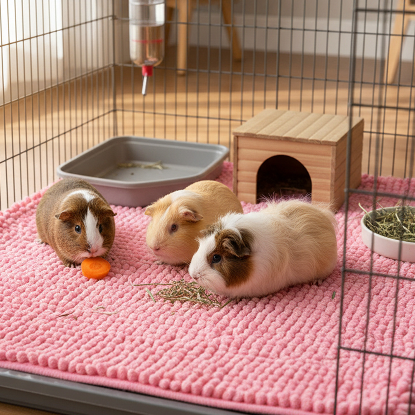 2 Stück, geeignet für kleine Tiere, Meerschweinchen, Käfigeinlagen, waschbare Haustierunterlagen, wiederverwendbare Haustierunterlagen gefüllt mit Wolle