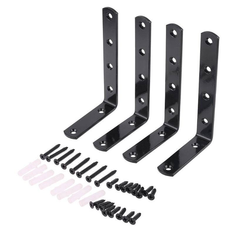 Shelf Bracket Heavy Duty Black Steel L Corner Brace, Decorative Joint Angle Brackets