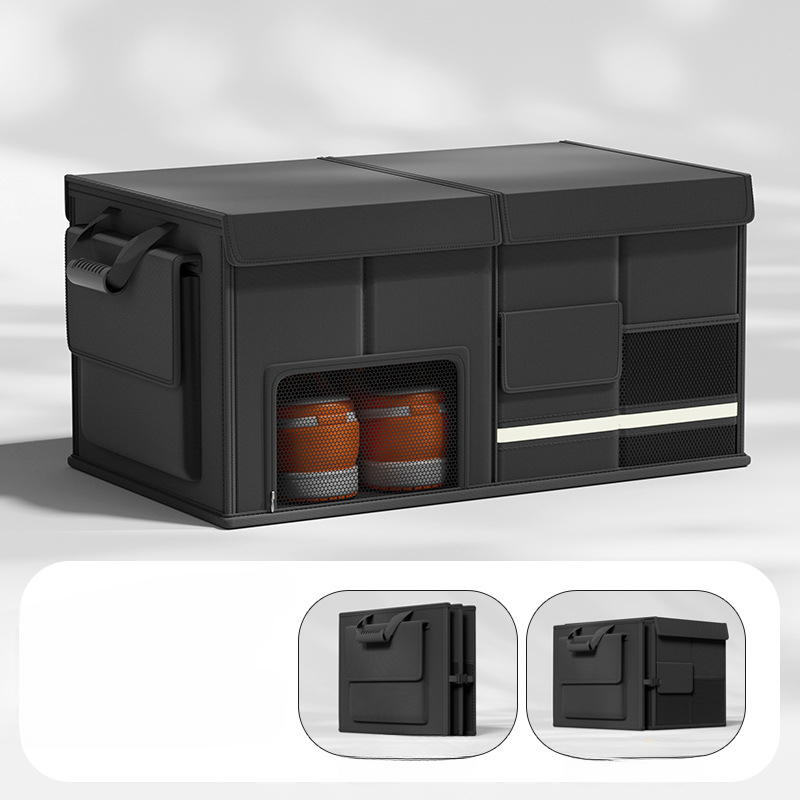 Large Capacity Car Trunk Organizer 60L Foldable Car Storage Box for Camping Travel Storage Bag for Fishing Car Trunk Storage: black