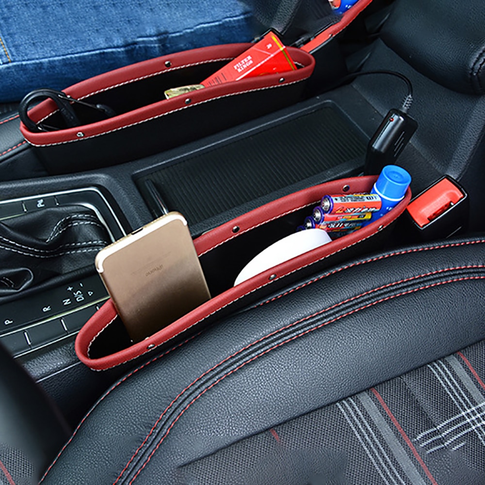Organizador para coche, almacenamiento de cuero PU, asiento de coche para espacio de hendidura, bolsillo de almacenamiento, guantera, ranura, caja, accesorios para coche