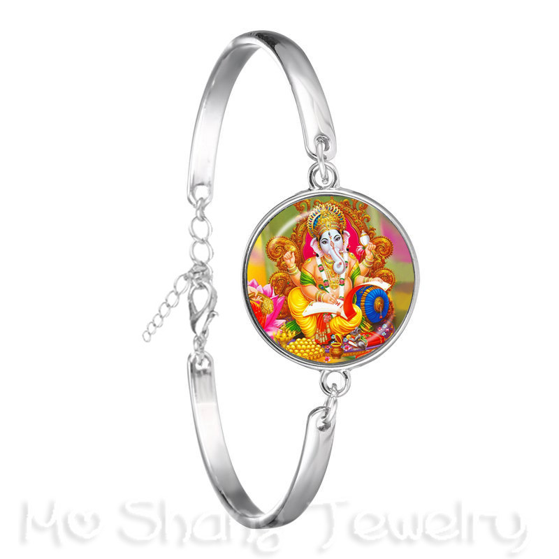 Pulsera de la estatua de Ganesha, brazalete de cadena de budismo indio, Ganesha, Vinayaka, Dios, Vintage,: Chapado en oro antiguo