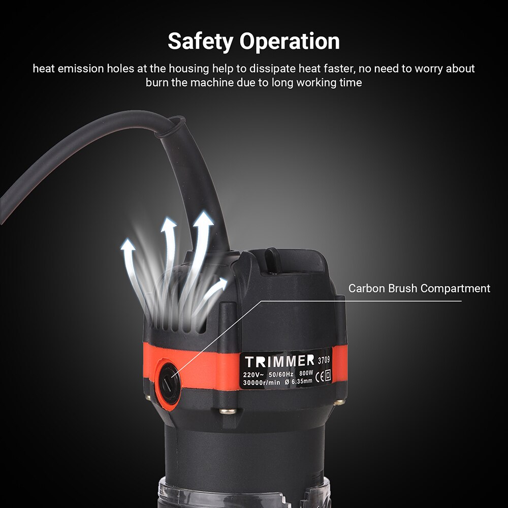 KKmoon 800W Electric Wood Trimmer Wood Router 30000r/min Laminate Trimmer Slotting Trimming Grooving Machine for Wood Carpenter