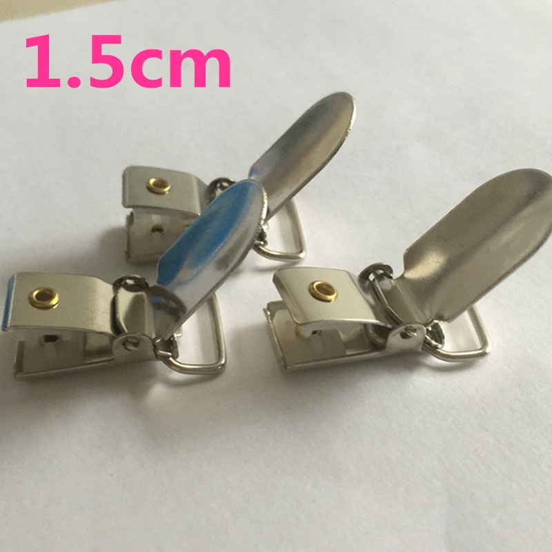 1.5Cm 100 Stks/partij Silver Tone Metal Oval Baby Fopspeen Clip Bretel Metal Paci Clips Houders Plastic Insert