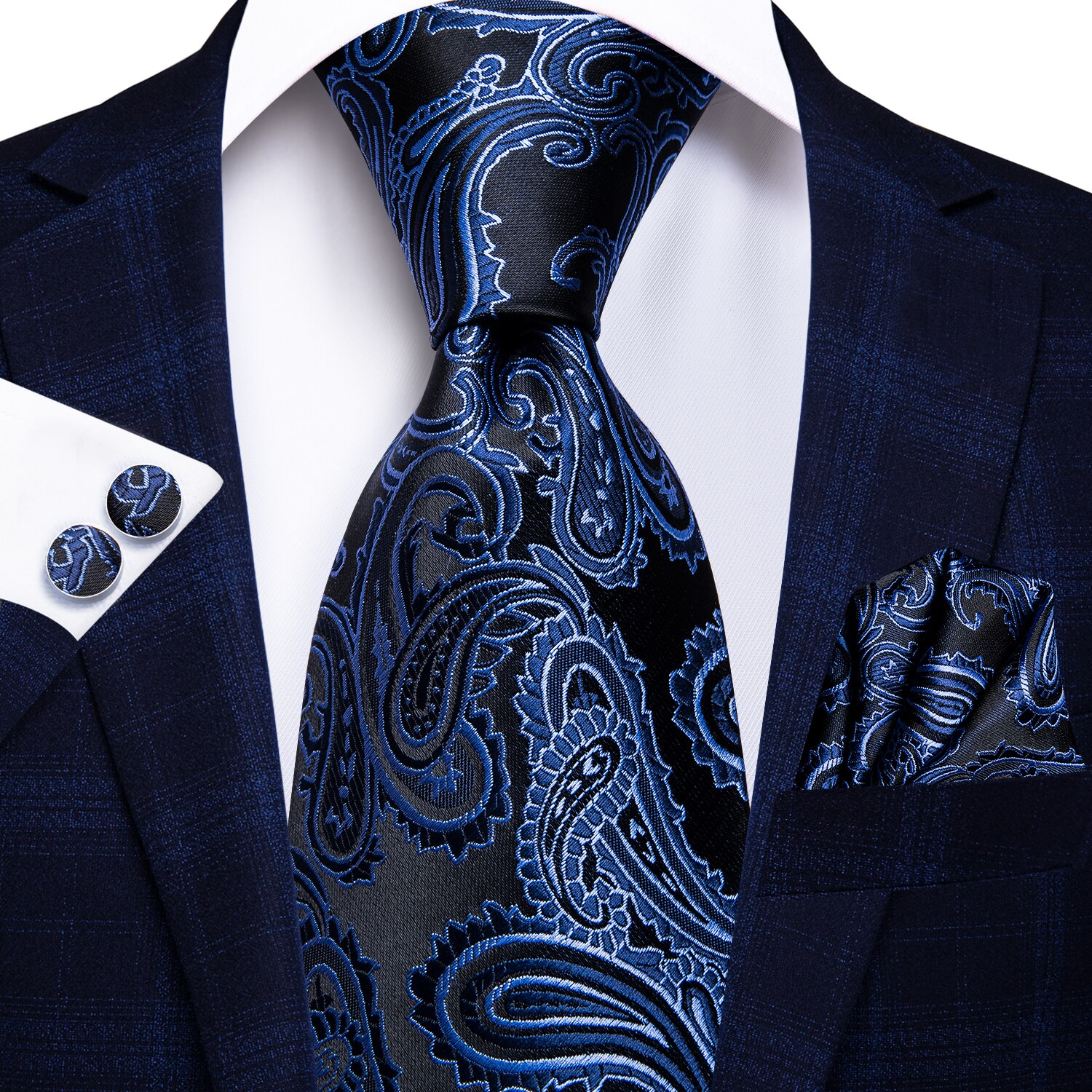 Hi-Tie-corbata de seda 100% para hombre, corbatas formales de lujo para boda, color azul, 8,5 cm: SN-981