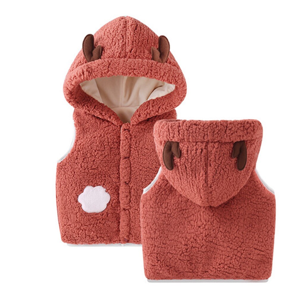 Baby Peuter Meisjes Jongens Hooded Baby Vest Knop Warme Zachte Uitloper Comfortabele Leuke Herfst Winter Mouwloze