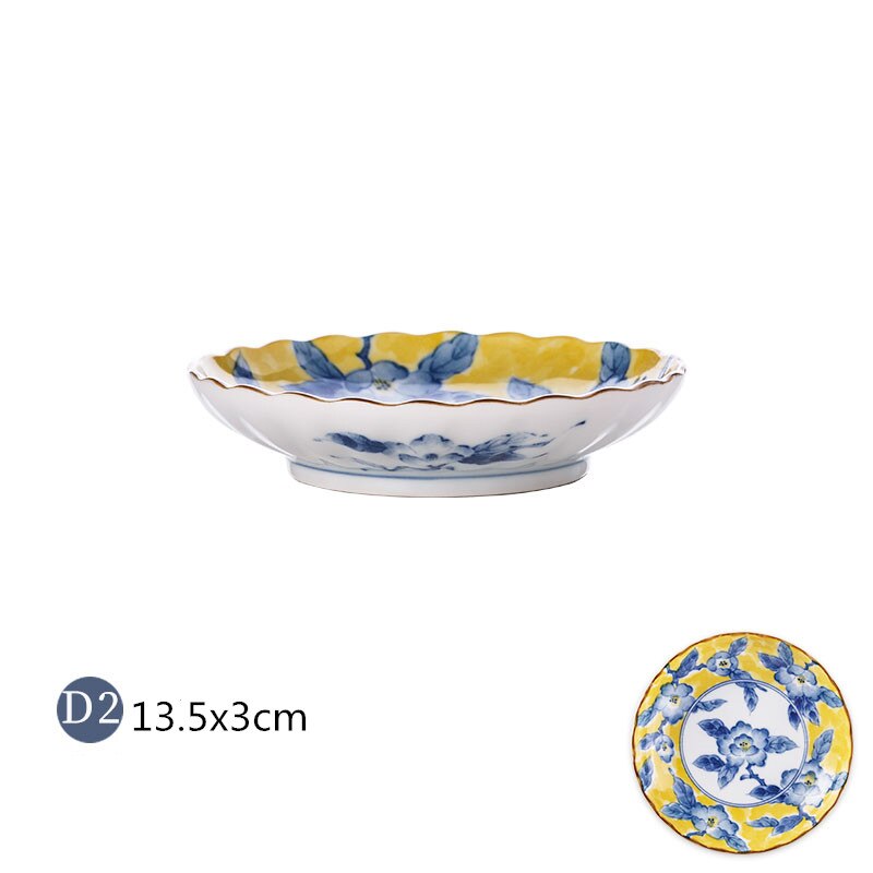 1pcs Ceramic Dish Dish Dinner Plate Service Plate Western Food Disc Salad Bowl Teacup Kitchen Board Wedding Kitchen Goods: D2