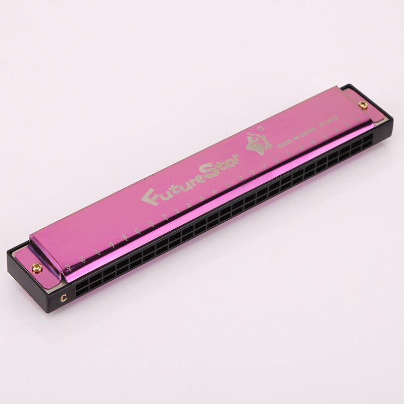 24 Hole C Tone Harmonica 4 Color: Pink