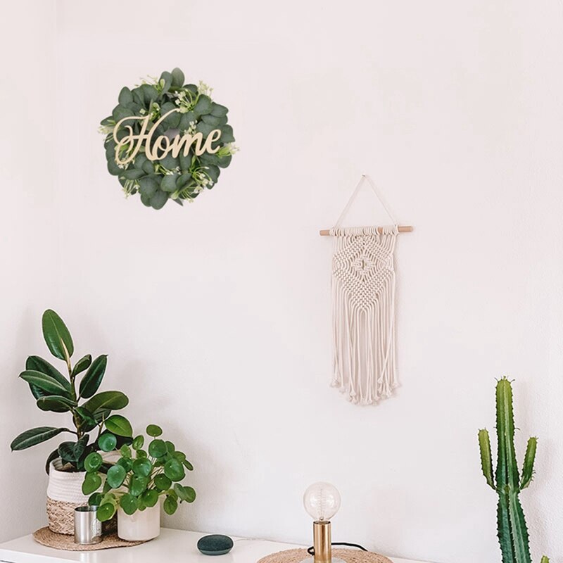 Couronne artificielle d'eucalyptus, pour porte d'entrée, fenêtre murale, fête de mariage, printemps-été, décoration de jardin de maison