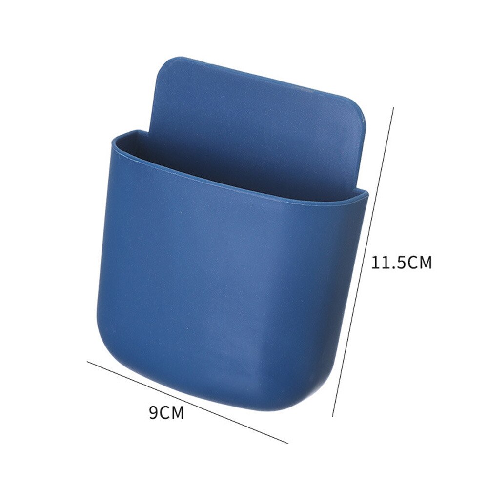 Wall Mounted Storage Box Mobile Phone Plug Holder Stand Rack Remote Control Storage Organizer Case For Air Conditioner TV: blue