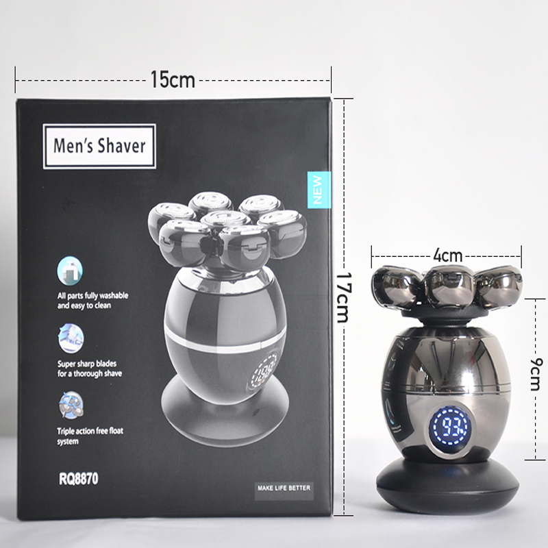 Rasoir électrique étanche pour hommes, tête de coupe flottante, charge de Base, Portable, pour barbe, crâne