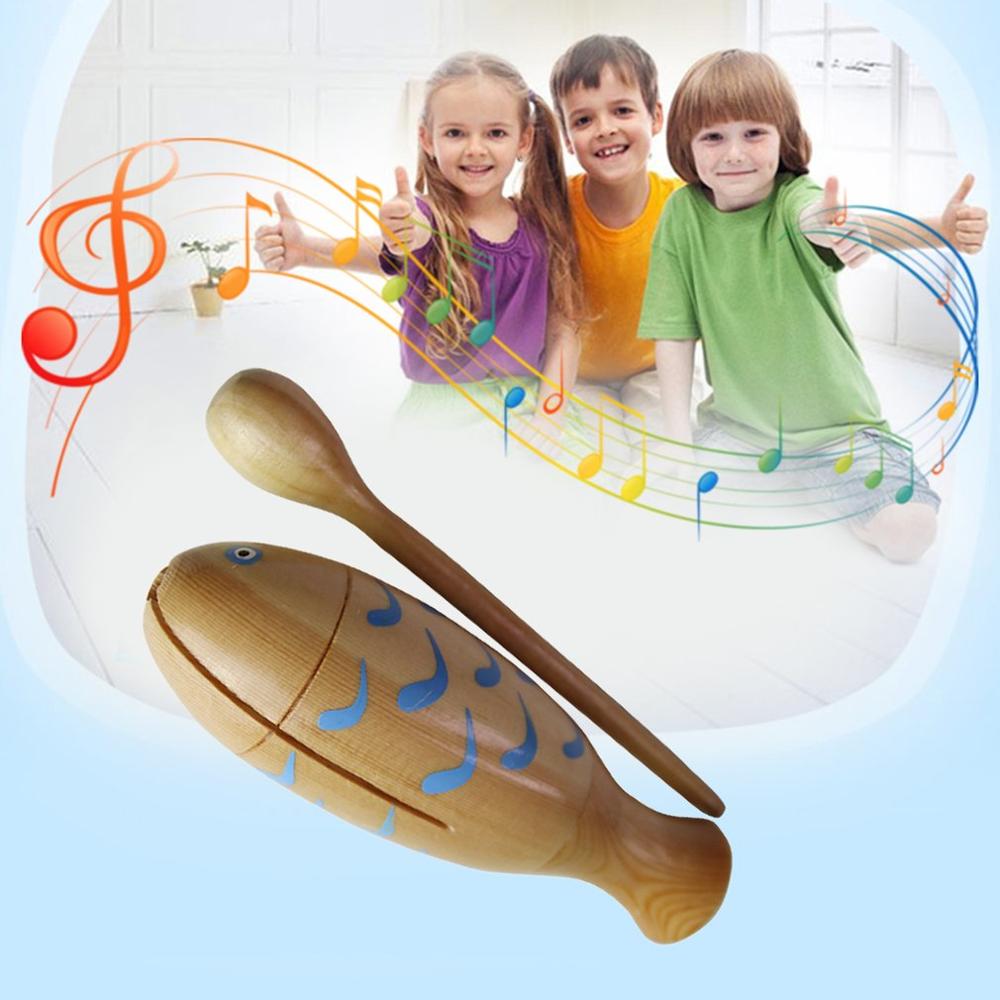 Orff World Wooden Fish-Shaped Clappers Musical Instrument For Kids Rhythm Early Educational Toys With Percussion Stick