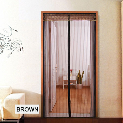 Magnetische Klamboe Deur Gordijn Netto Anti Fly Insect Mesh Bug Anti-Muggen Deur Scherm Magnetische Gordijn mesh: Bruin / 90x200cm