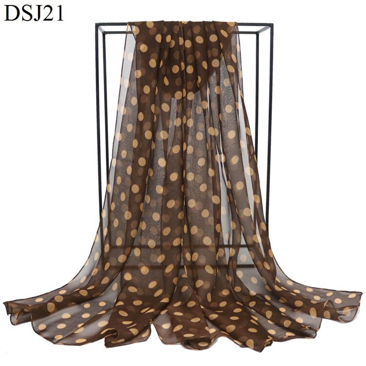 Speelk Brand Polka Dot Georgette Silk Scarf Women Dots Scarves And Wraps Female Long Outdoor Shawls: 7
