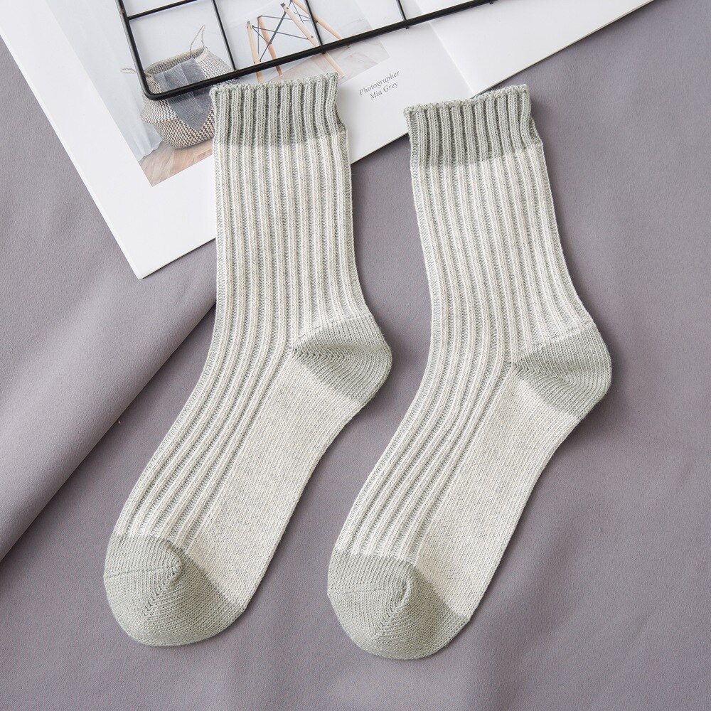 Kvinnor tubstrumpor bomull tjock nål stava färg höst och vinter strumpor kvinnlig koreansk japansk stil 185: 03