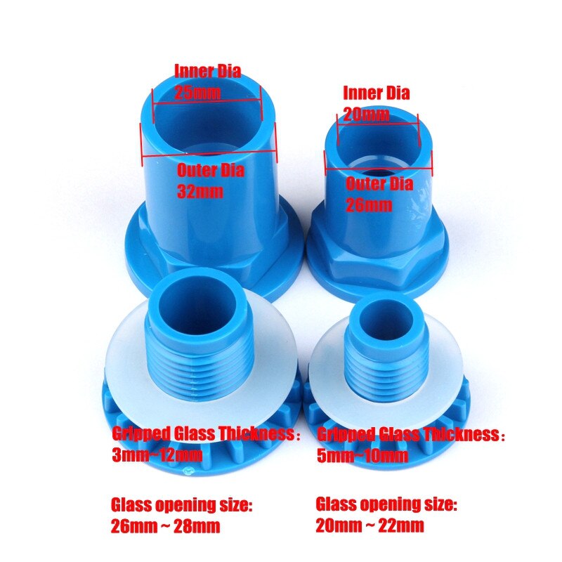 1pc 20 25mm PVC Strong Drainage Connectors Flat Bottom Aquarium Fish Tank Adapter Pipe Joints Water Tank Drain Connector