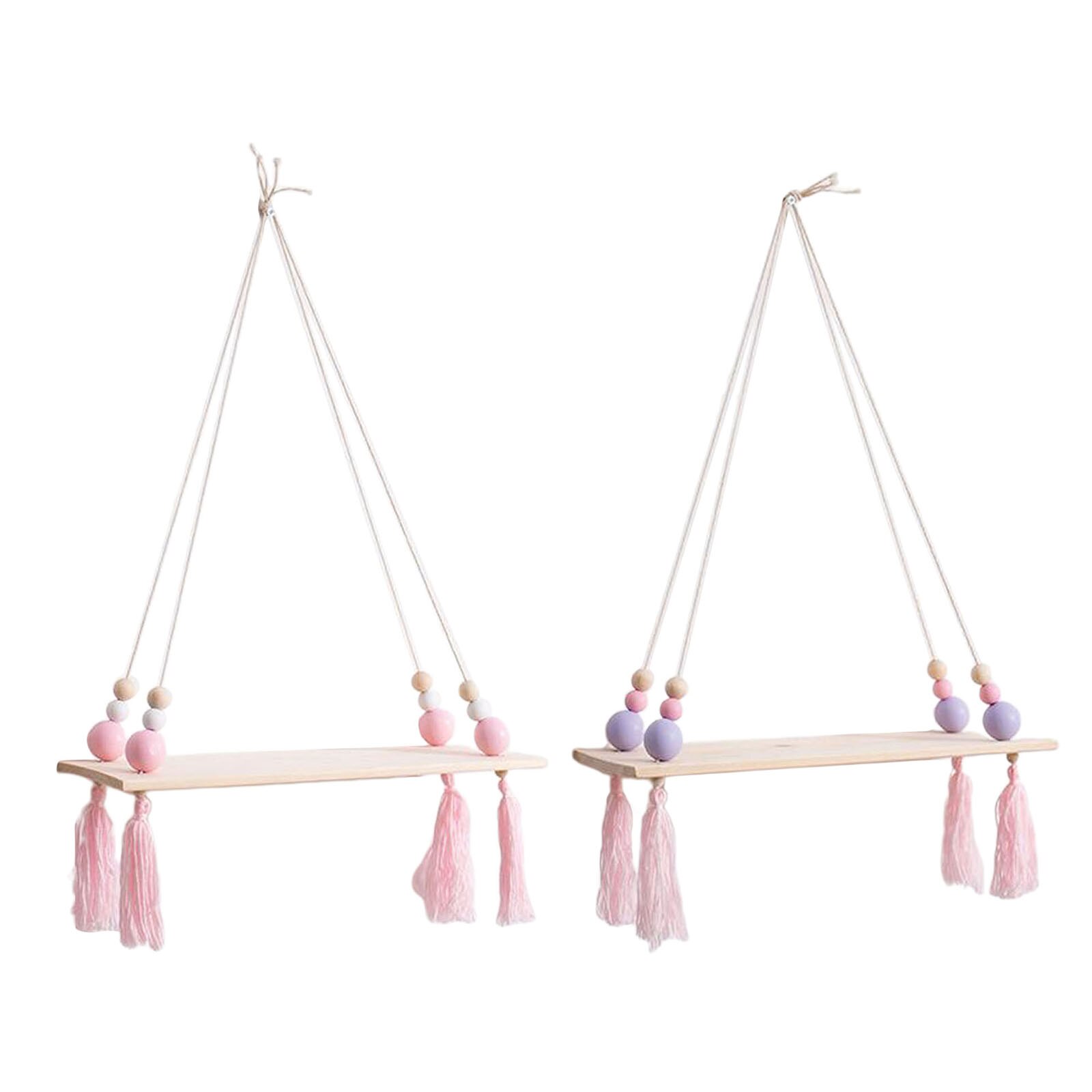 Wood ing Shelf Swing Rope Floating Wall Shelf Wall Hanging Wooden Shelves for Potted Plants/ Flower