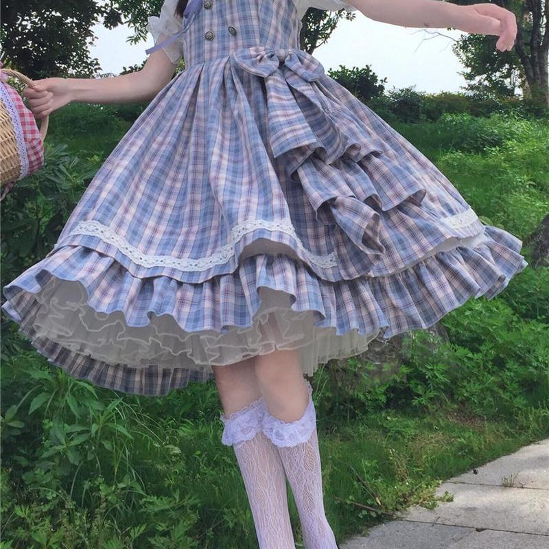 Vestido a cuadros estilo Lolita clásico para niños de 12 a 14 años, uniforme de Escuela Japonesa, ropa JK, Disfraces para