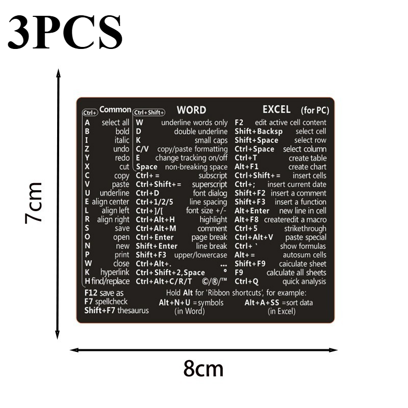 3pcs Windows PC Laptop Keyboard Reference Shortcut Stickers Laptop Skins Office Accessories: GRAY