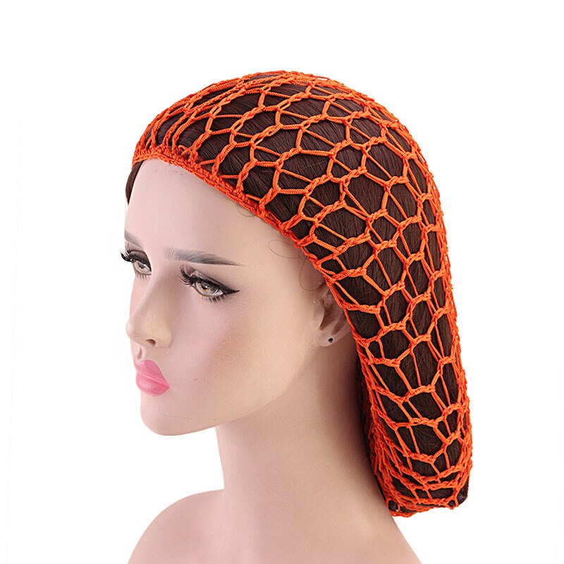 Women Ladies Soft Rayon Snood Hair Net Handmade Crocheted Hair Nets Mesh Breathable Hair Styling Hat Hatnight Cap Cheveux Femme: orange