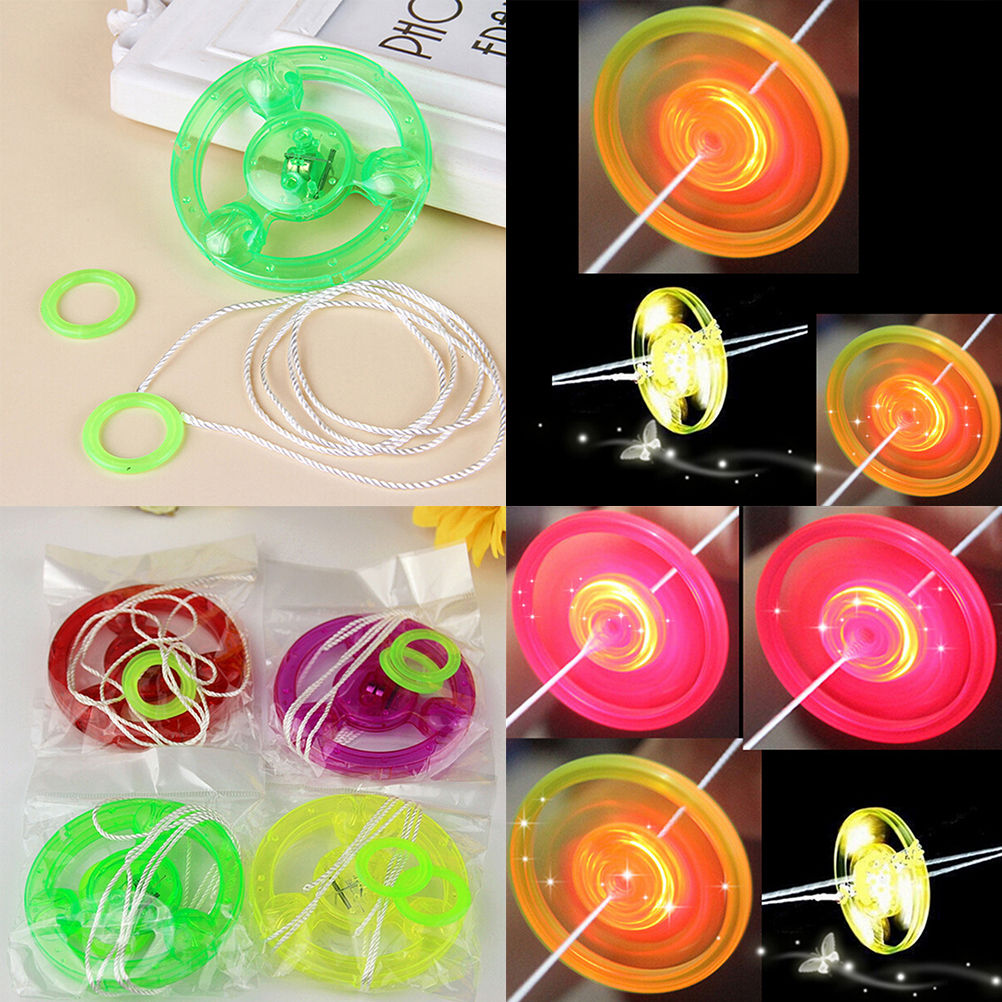 6.5cm farverige plastik spin led lys flyvende tallerken børn udendørs klassisk legetøj tilfældig farve snurretop