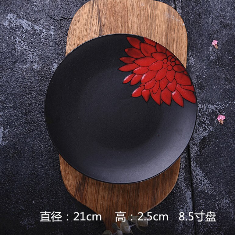 Køkkenudstyr i japansk stil bordservice keramisk plade kinesisk og vestlig madplade keramisk plade middagsplader til hjemmet: 8.5 tommer plade