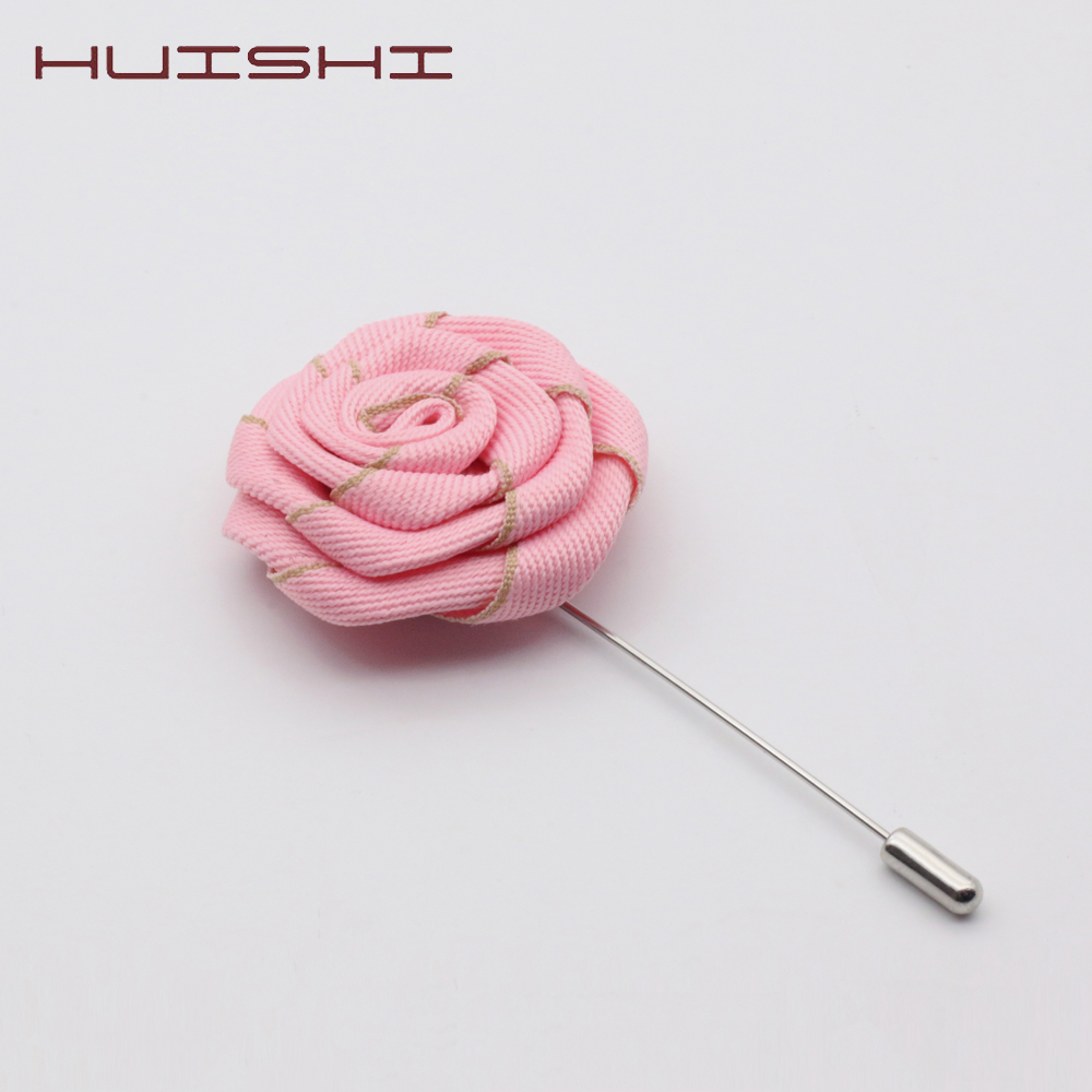 HUISHI Twee Kleur Stof Bloem Broches Revers Pin Mannen Vrouwen Broche Suits Decoratie Reversspeldjes Voor Suits Accessoires 12 Kleur