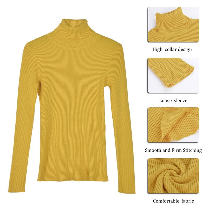 Muyogrt kvinnor baströjor höst vinter toppar slim fit dam pullover solid stickad tröja tröja mjuk varm pull femme