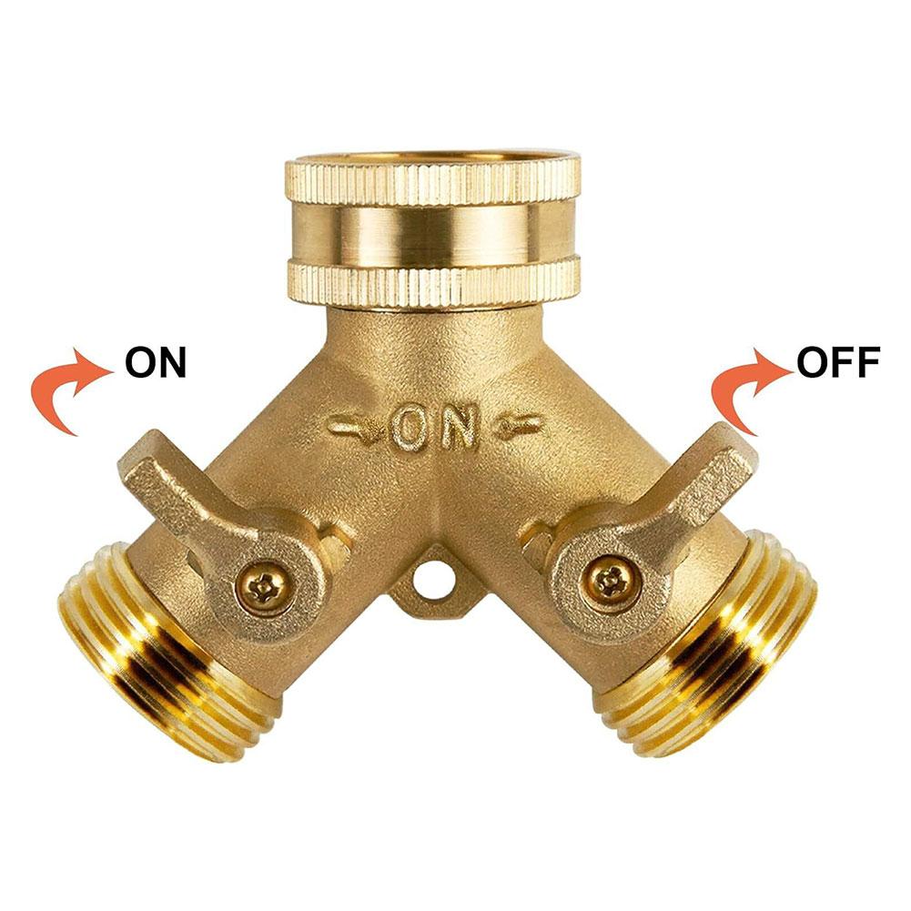 Brass 3/4" Garden Hose Splitter 2 Way Tap Y-Type Watering Connector Garden Tap For Outdoor Faucet