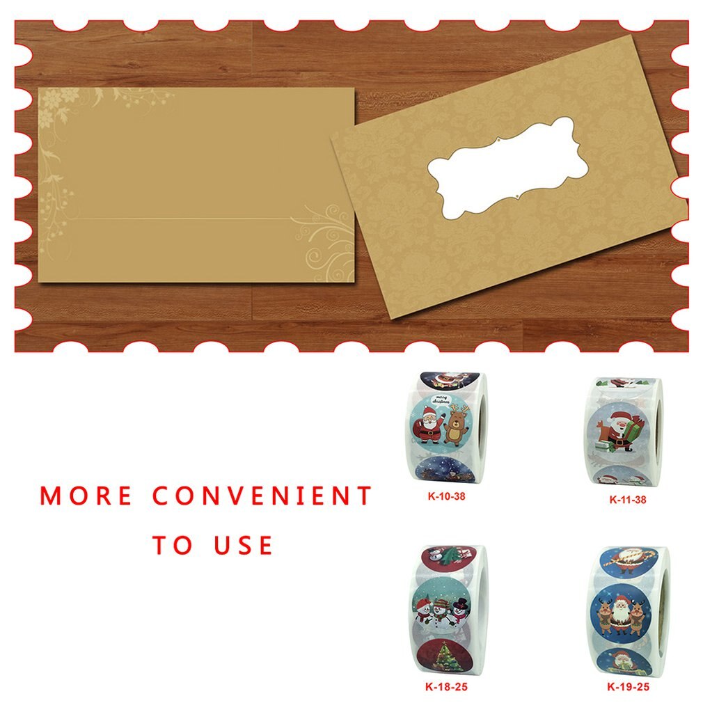 Roll Christmas Sticker Lable With Santa Cartoon Character Envelope Seal Copper Decoration Sticker