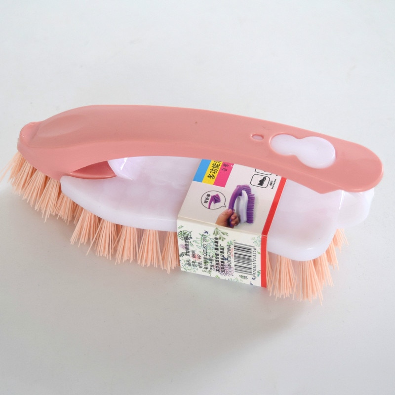 Multi-função escova de roupa escova de lavanderia escova de cabelo macio do agregado familiar 2-em-1 escova de limpeza de plástico escova de sapato escova de placa de escova: Pink