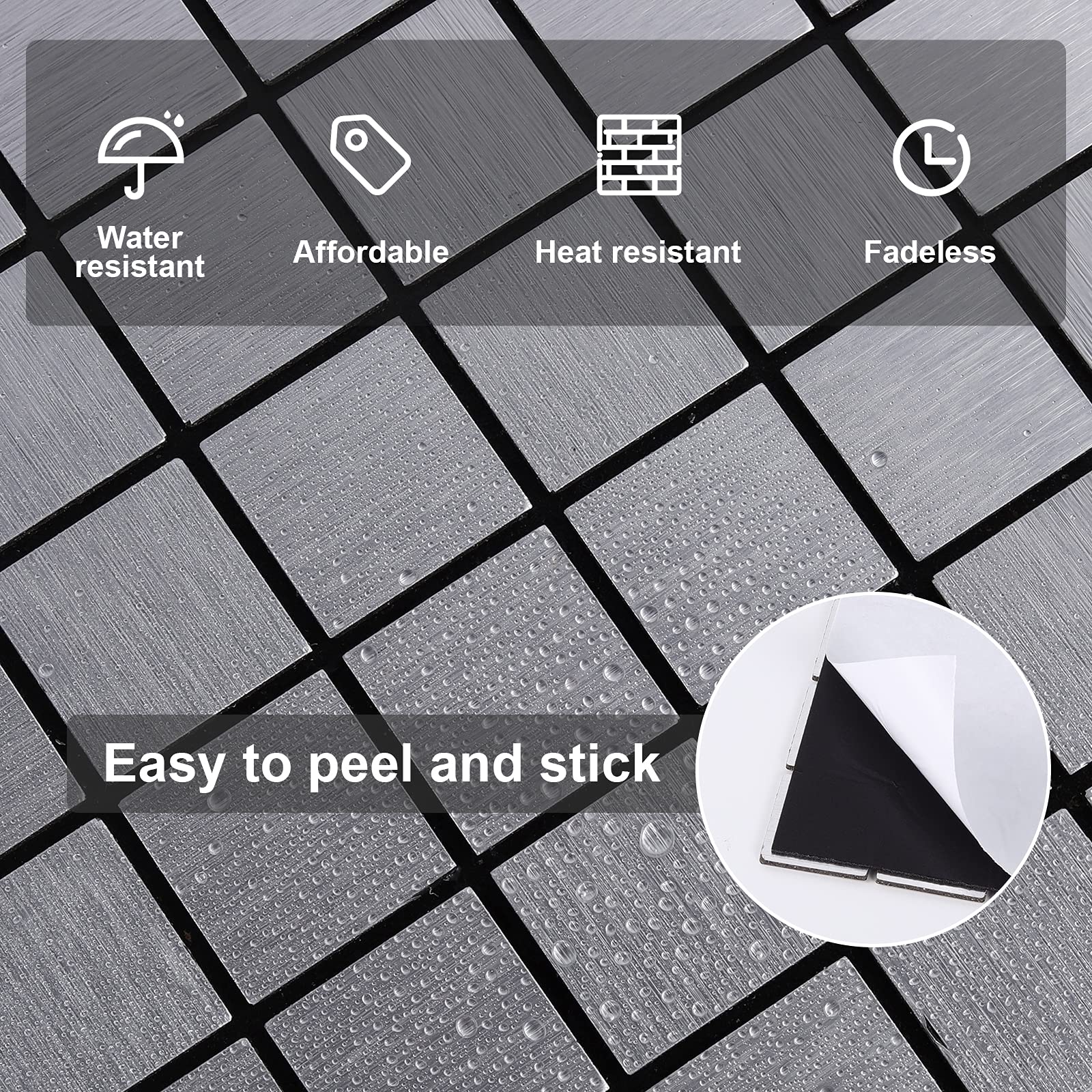 Piastrelle della metropolitana del Backsplash della cucina sbucciare e incollare Backsplash pannelli di parete della carta da parati 3d insonorizzati del metallo attaccare sulle piastrelle per la cucina