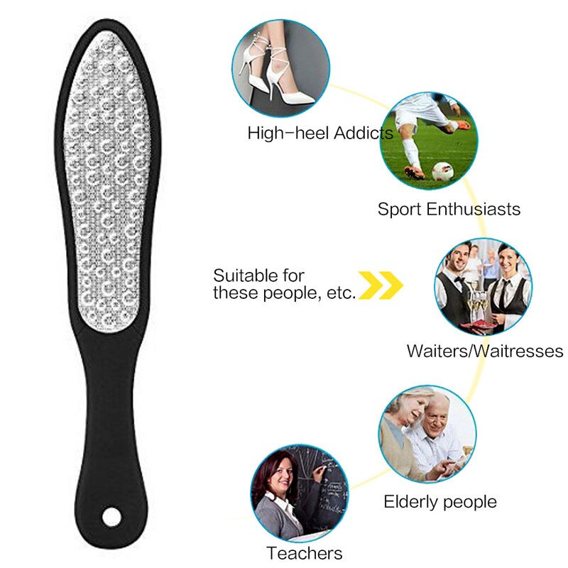 Dubbelzijdig Rvs Dubbelzijdig Voetrasp Hak File Harde Dode Huid Eelt Remover Exfoliërende Pedicure Care tool