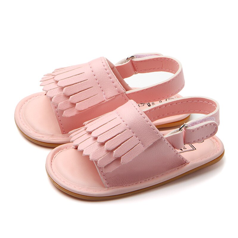 Sandales d'été en cuir suédé pour bébés filles, chaussures antidérapantes, plates, à semelle souple, pour nourrissons: PU Pink / 0-6 mois