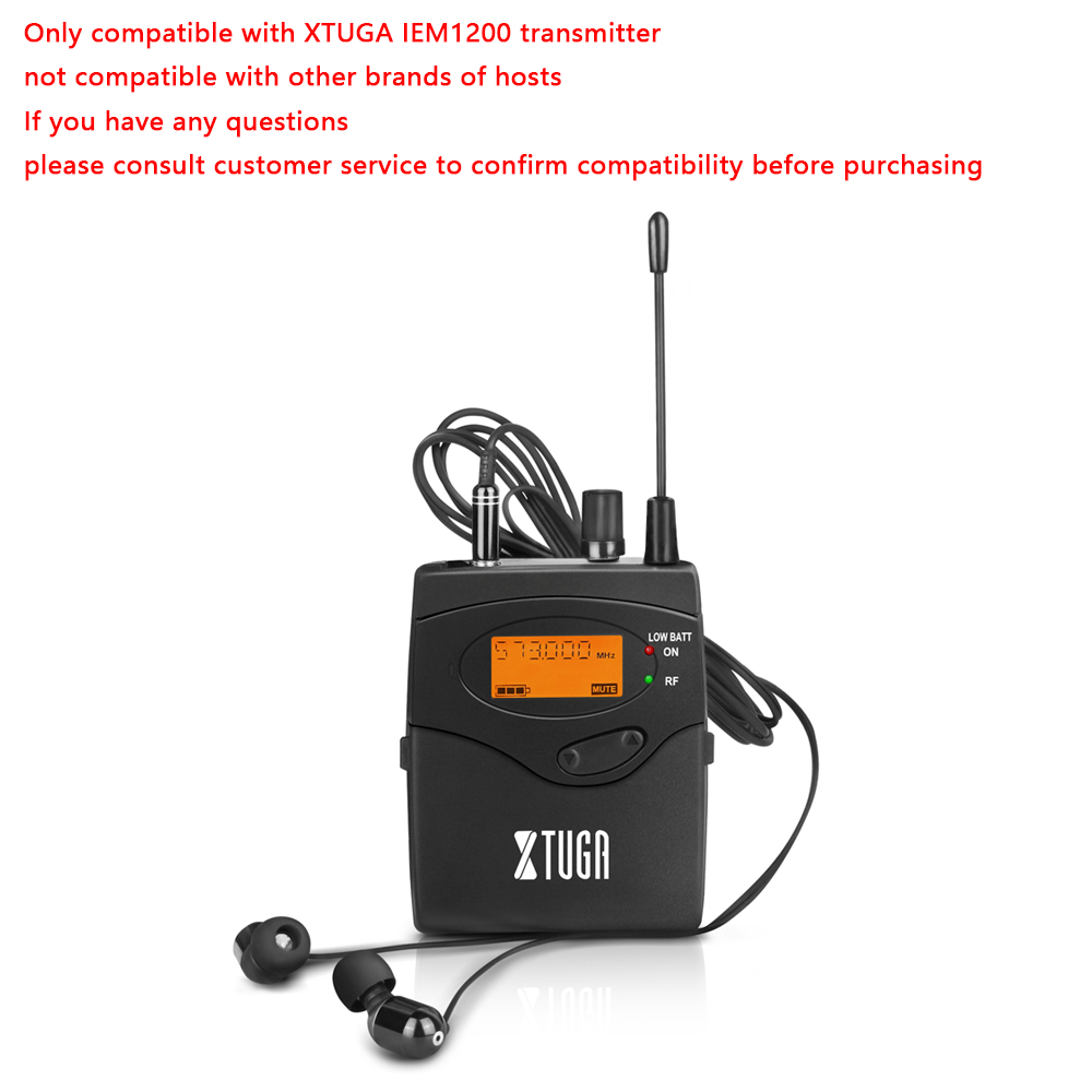 XTUGA IEM1200 transmisor individual Bodypack puesta en escena reunión sistema de monitoreo inalámbrico sistema de Monitor inalámbrico en la oreja: Default Title