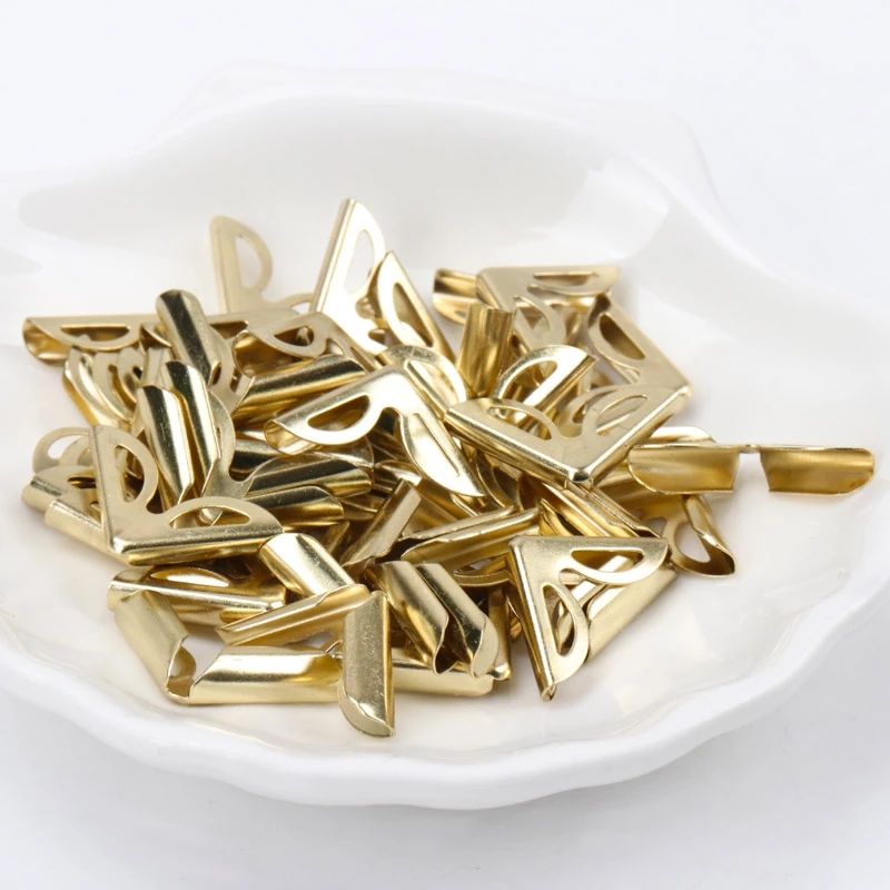 Coins métalliques pour livres, Albums photos, Menus, protège-coins, artisanat en métal, ornement, bricolage, dimensions 17x17x3mm, 40 pièces: gold