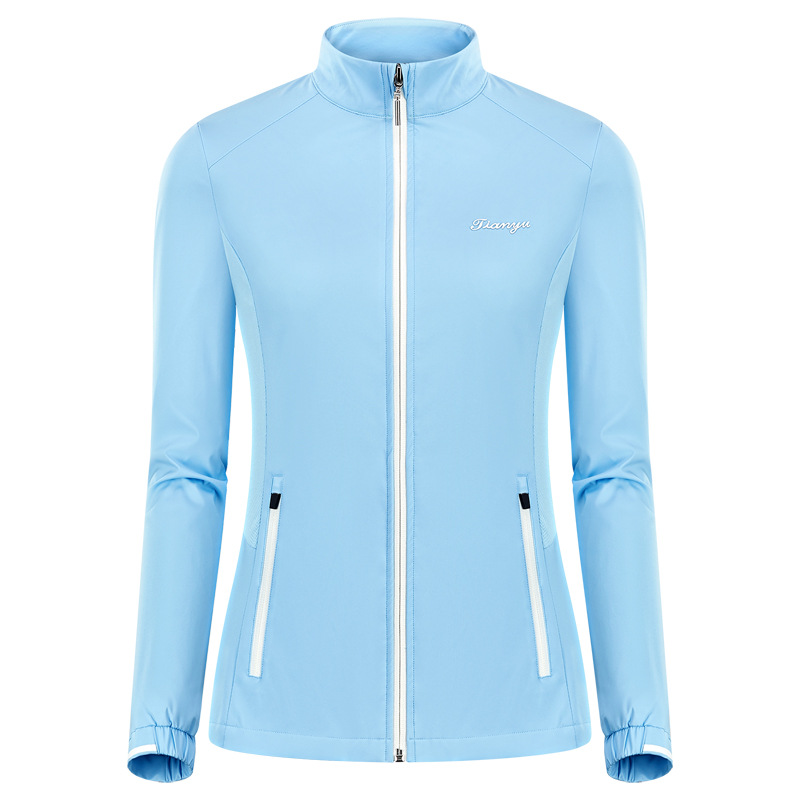 Ttygj damskie golf odzież sportowa kobiety wodoodporna kurtka golfowa wypoczynek wiatroszczelne płaszcze zdatność damskie cała na zamek odzież sportowa: Niebieski / S