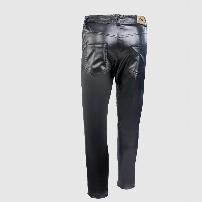 Neue Winter dicke Vlies Herren Faux Lederhose PU Material Schwarz verlieren Moto & Radfahrer Leder Hosen Winddicht und wasserdicht