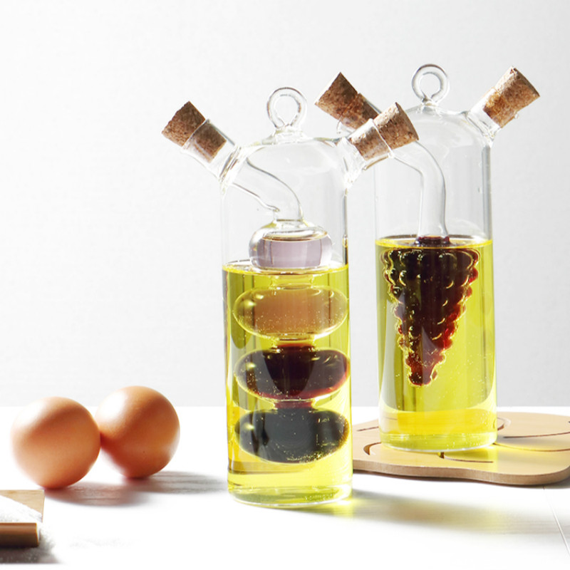 Recipiente de vidrio para salsa de soja y vinagrera de vinagre, botella de aceite y vinagre, bote de condimentos, suministros de cocina