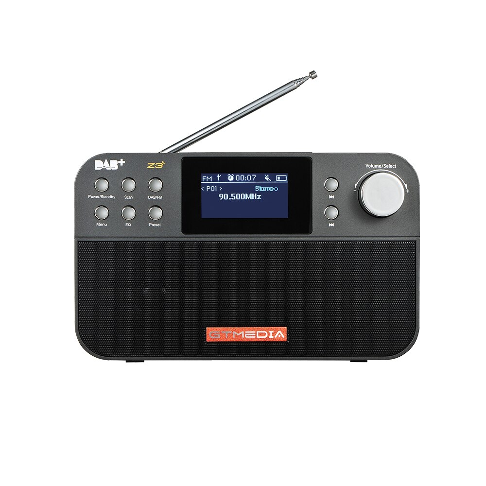 GTMEDIA Z3B Portable Radio FM DAB stereo/ RDS Multi Band Radio Speaker with LCD Display Alarm Clock Support Micro SD TF Card: black and white scre