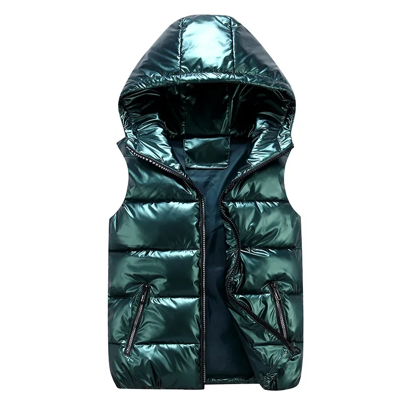 Heren Capuchon Vest - Lichtgewicht Waterdicht Casual Parka Vest met Zakken - Polyester: M / Groen