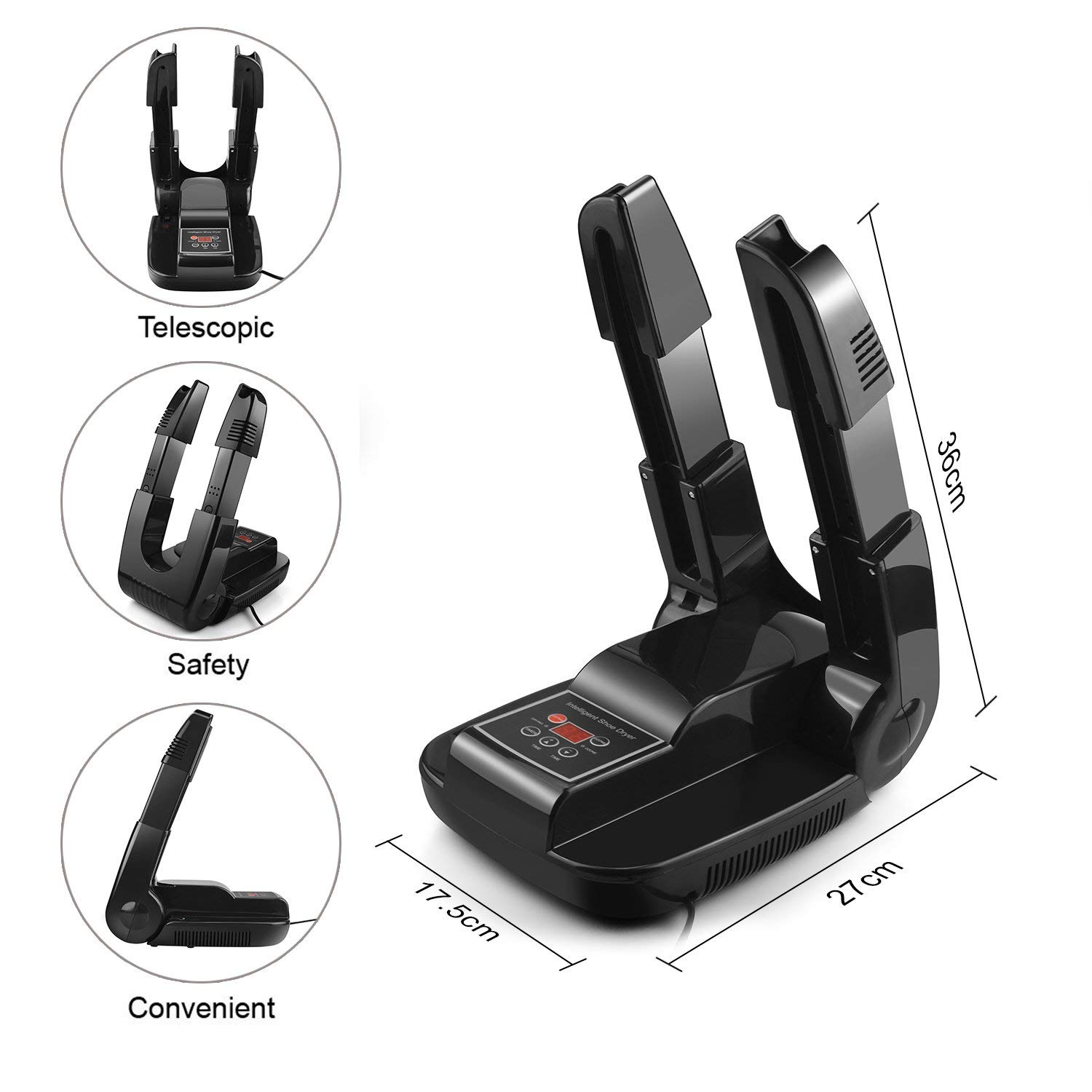 Electric Ozone Shoe Dryer Warmer Ski Boot Dryers Timing Drying with Foldable Stretchable Bracket (US Plug)
