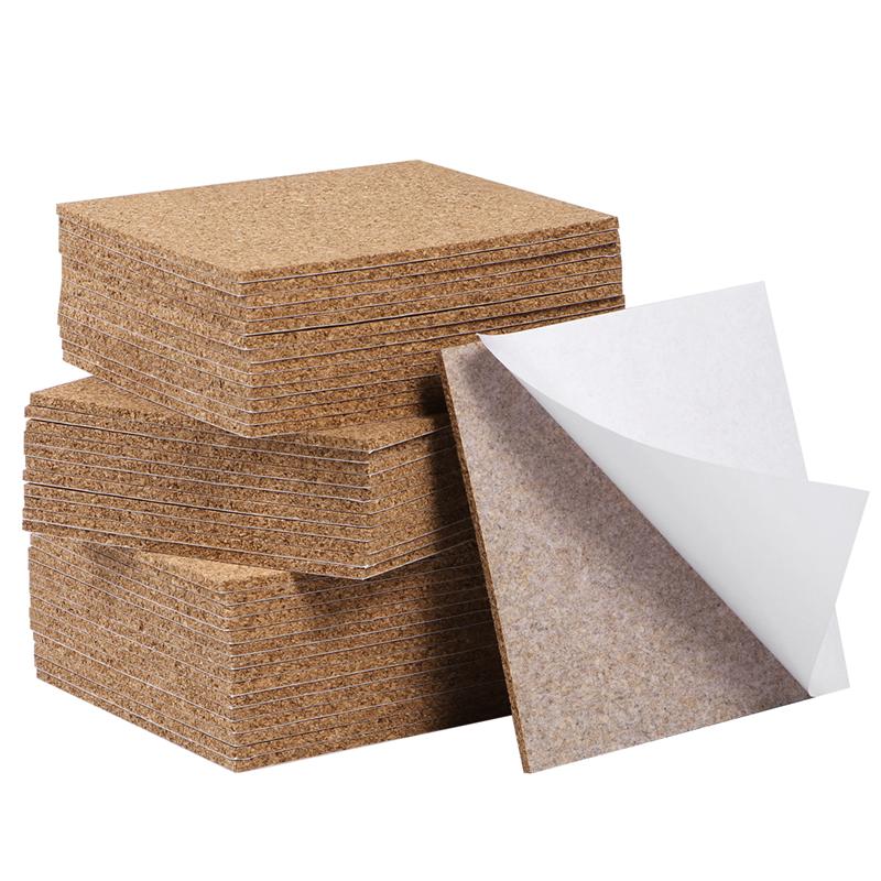Supvox 80 stk. 95 x 95mm selvklæbende firkantede korkplader til diy coasters korkfliser korkmåtte