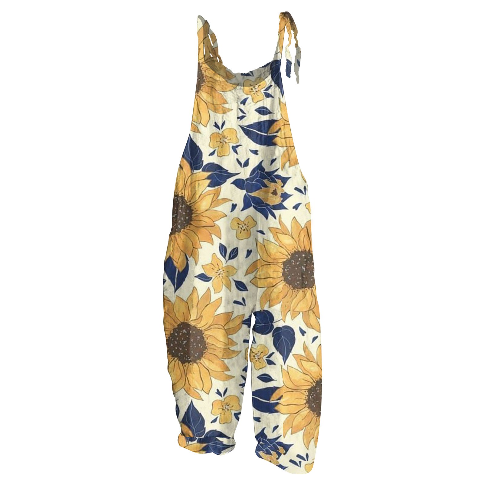 Sunflower Pattern Overalls For Women Slim Jumpsuit Women Casual Loose Romper For Women Mono Deportivos Mujer Gym