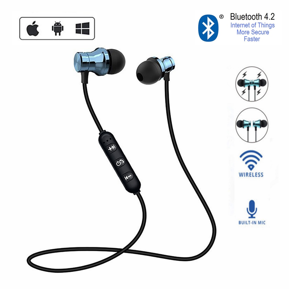 Sport Running Bluetooth Draadloze Oortelefoon Magnetische Headset Met Mic Active Noise Cancelling Headset voor telefoons en muziek bass