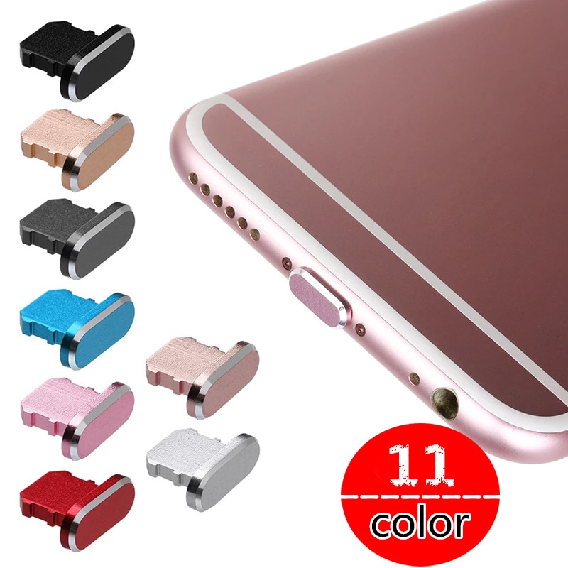 Tapón de Metal antipolvo para IPhone 11, 12 Pro MAX, X, XR, Max, 8, 7, 6S Plus, 11 colores, 1 unidad