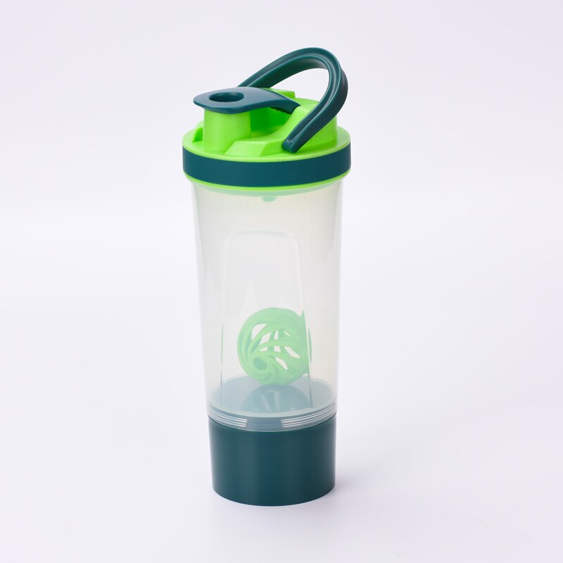 700-800 ML Water Fles met Shaker Bal Draagbare Shaker Eiwit Gym Handvat Drink Fles Botella De Agua Shaker eiwit Lekvrij: green