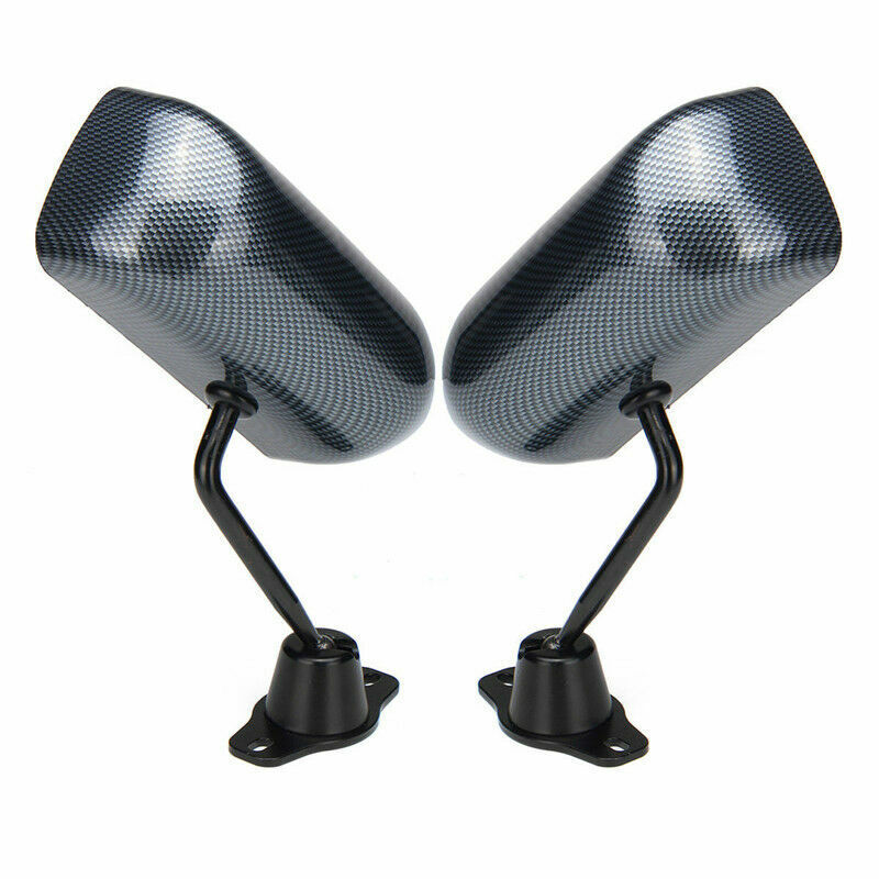 Espejos retrovisores de ala gran angular estilo F1 para coche Rav4 Mazda3 RX7 Sxe10 Fit G35 City, aspecto negro brillante/fibra de carbono, 2 uds.: Gris oscuro